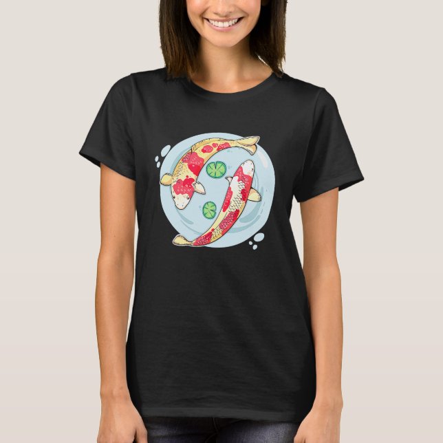 Två japanska koi Fish Swimming T Shirt (Framsida)