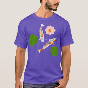 Två japanska koi Fish Waterlily Koi Pond T Shirt