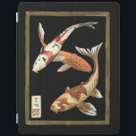 Två japanska koi Goldfish på svart bakgrund iPad Skydd<br><div class="desc">Den här bilden representerar två ljusa färgstarka orangar Koi Goldfish på snyggtens svarta bakgrund. Den här bran av contemporary av en traditionell japansk och orientalisk inspirerad detalj lägger till tecken i alla Zazzle-produkter.</div>