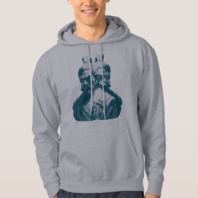 Två japanska samurajstatyer Design Hoodie (Framsida)