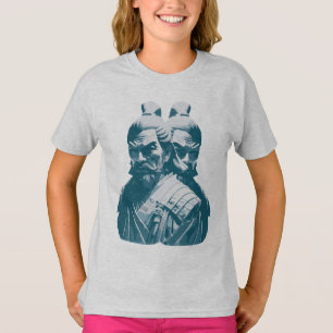 Två japanska samurajstatyer Design T Shirt