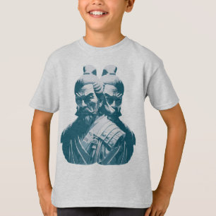 Två japanska samurajstatyer Design T Shirt