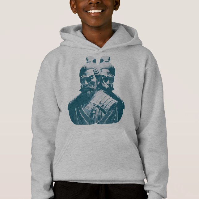 Två japanska samurajstatyer Design T Shirt (Framsida)