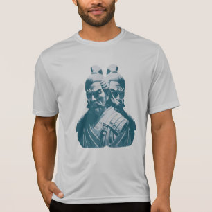 Två japanska samurajstatyer Design T Shirt