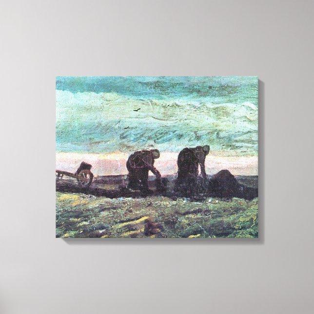 Två jordbrukare av Vincent van Gogh Canvastryck (Framsida)