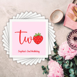 Två jordgubbsfödelsedagar pappersservett