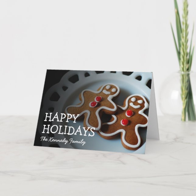 Två jul eller helgdagpepparkaksgubbar helgkort (Framsida)