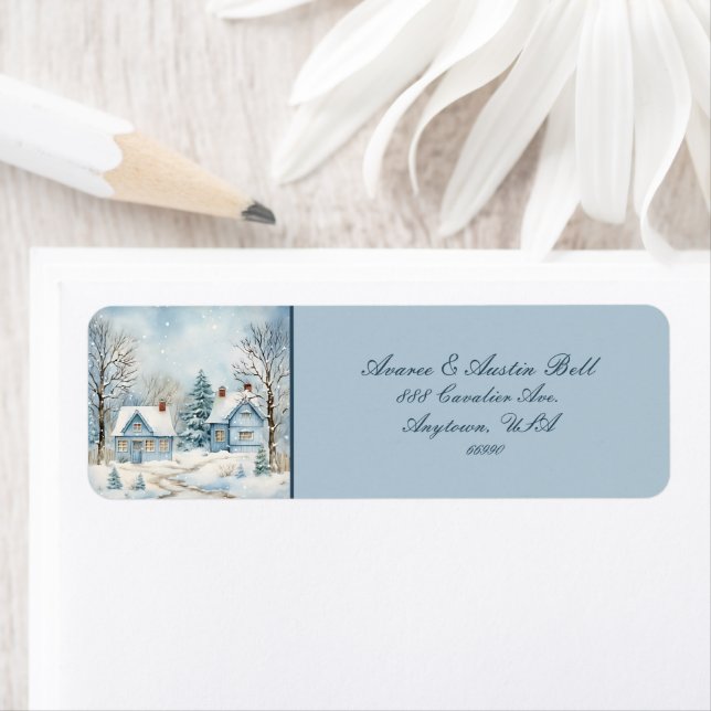 Två kabiner från gårdagens vinterblå vinterscen returadress etikett (Insitu)