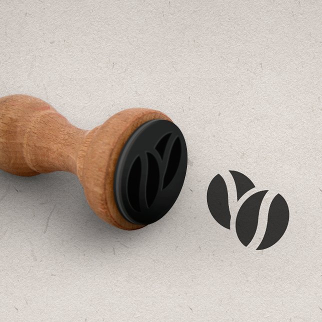 TVÅ Kaffe BEANS för Slagit förmånskort Stämpel (Rubber stamp with pair of coffee beans image for cafeteria, coffee shop, restaurant loyalty cards)