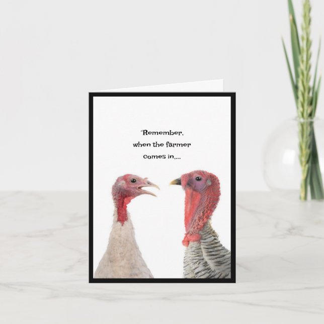 Två kalkoner som funderar på Thanksgiving Kort (Framsida)