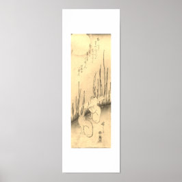 TVÅ KANINER OCH ETT MÅNE JAPANESE-TRYCK POSTER