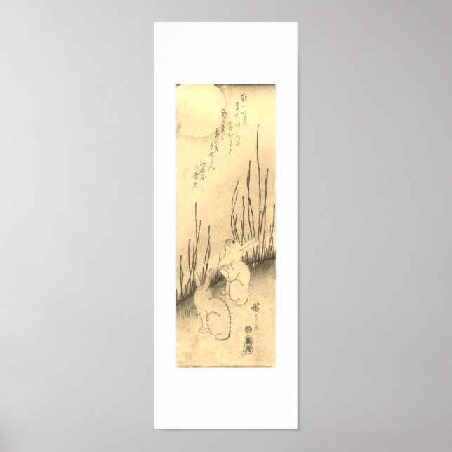 TVÅ KANINER OCH ETT MÅNE JAPANESE-TRYCK POSTER (Framsidan)
