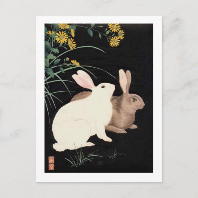 Två kaniner på natten vykort (Framsida)