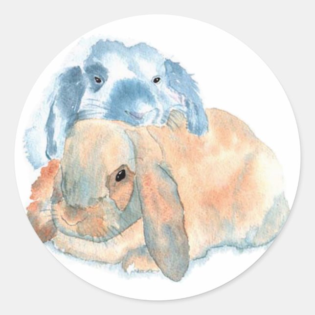 Två kaniner Stickers Runt Klistermärke (Framsida)