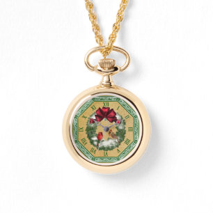 Två kardinaler ~ Snowy God Bow Armbandsur