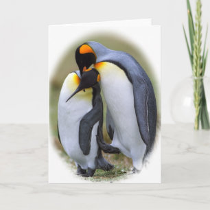 Två kärlek penguiner helgkort