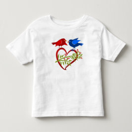 Två kärleksfåglar med öppet hjärta t shirt
