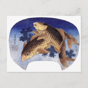 Två karpar, Hokusai Vykort