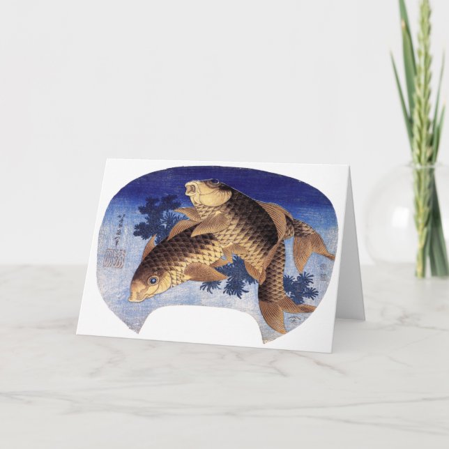 Två karps, Hokusai Kort (Framsida)