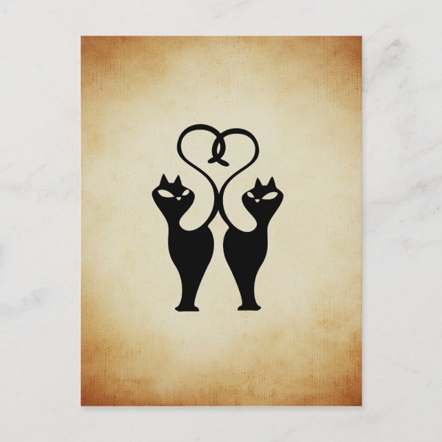 Två katt silhuett vykort (Framsida)