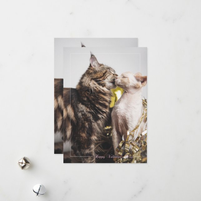 "Två katter" Alla hjärtans dag-kort Julkort (Fram/Back In Situ)