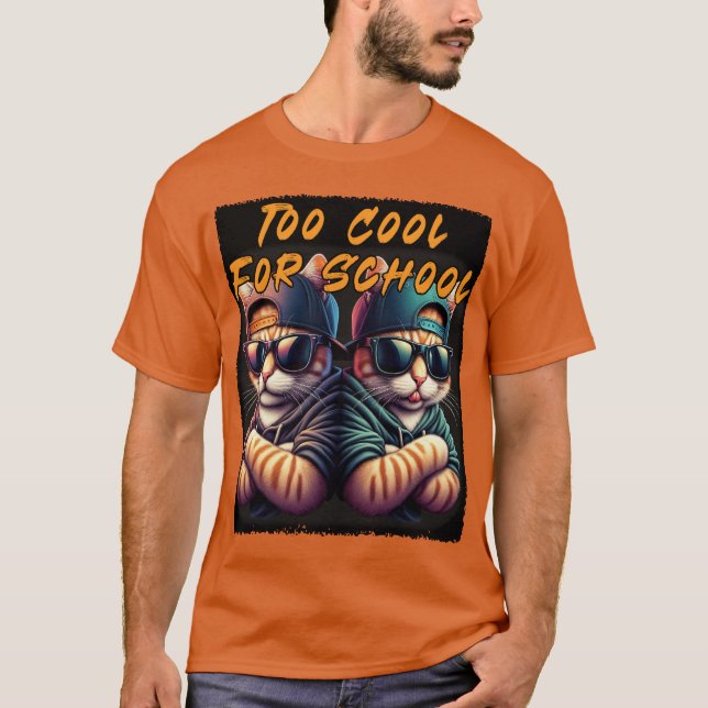 Två katter är för coola för skolan t shirt (Framsida)
