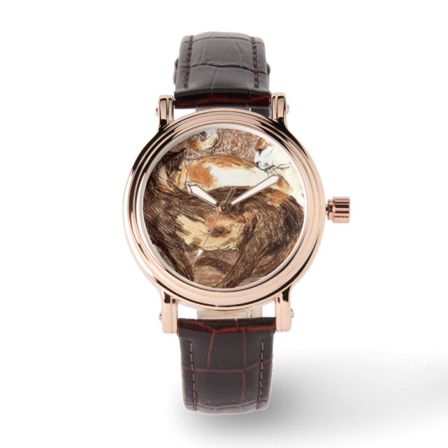 Två katter (av Franz Marc) Armbandsur (Framsida)