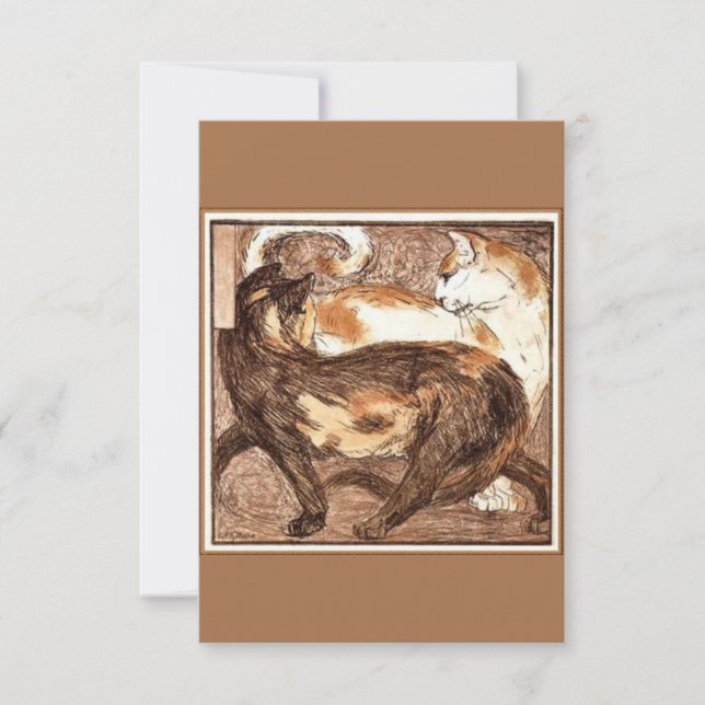 Två katter (av Franz Marc) Kort (Framsida)