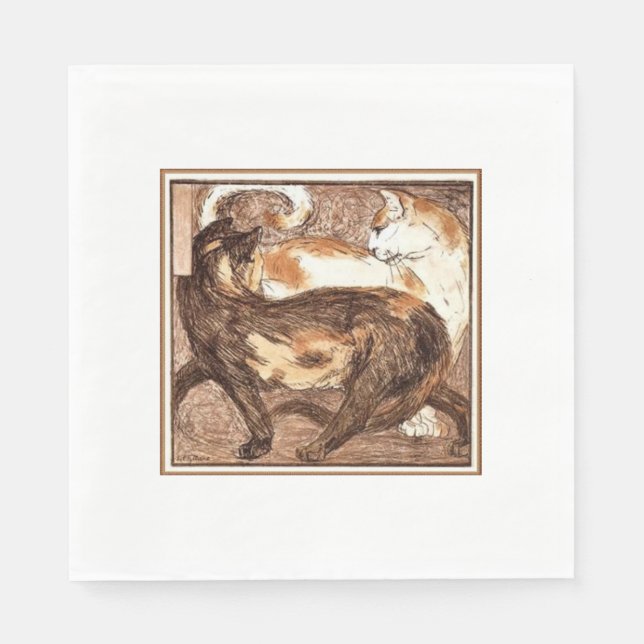 Två katter (av Franz Marc) Pappersservett (Framsidan)