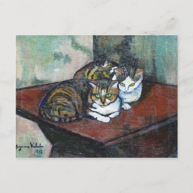 Två katter av Suzanne Valadon Vykort (Framsida)