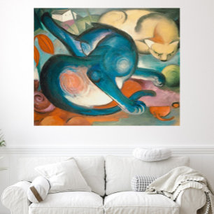 Två katter, blå och gul (1912) av Franz Marc Poster