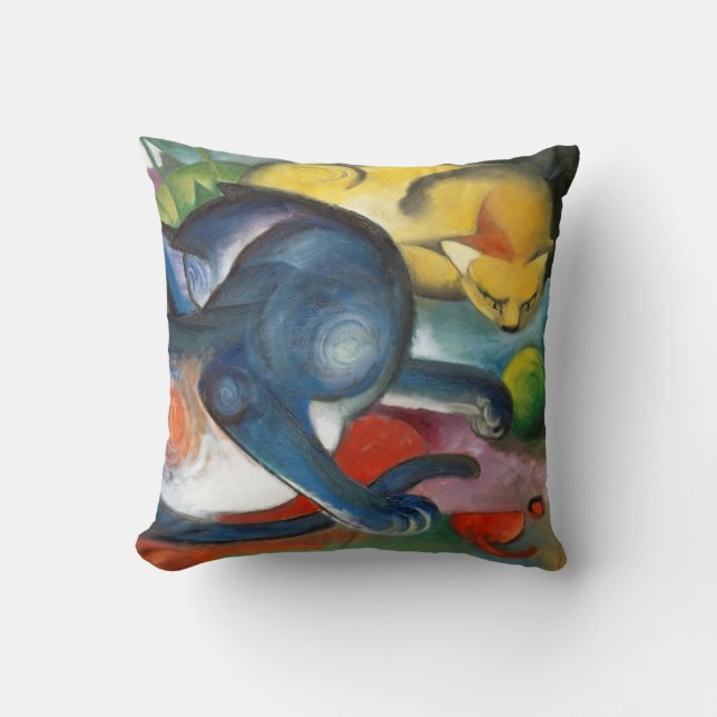 Två katter, blå och Gult, Franz Marc Kudde (Framsida)