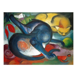 Två katter, blått och Gult (1912) av Franz Marc Fototryck