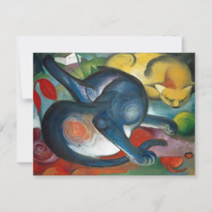 Två katter, blått och gult av Franz Marc (1912) Vykort