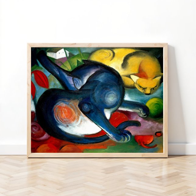 Två katter, blått och gult av Franz Marc Poster (Skapare uppladdad)