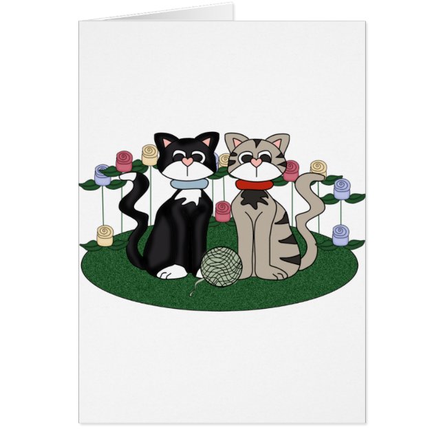 Två katter hälsningskort (Framsidan)
