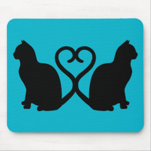 Två katter Heart Silhouette Mousepad Musmatta