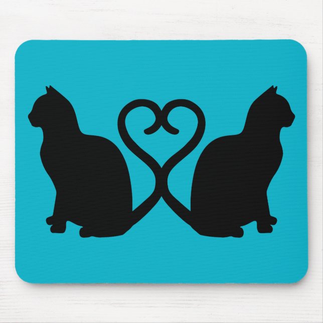 Två katter Heart Silhouette Mousepad Musmatta (Framsidan)