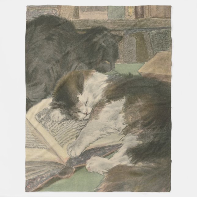 Två katter i bibliotekullfilten fleecefilt (Framsidan)