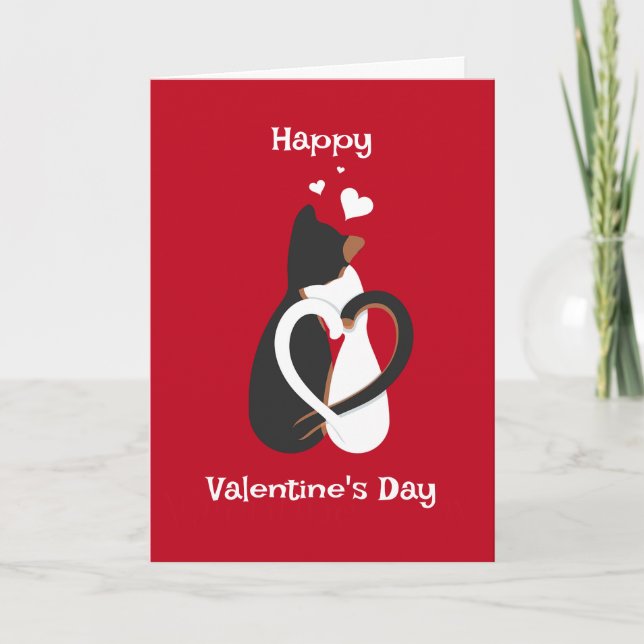 Två katter i det Kärlek-mappade Helgdag Card Helgkort (Framsida)