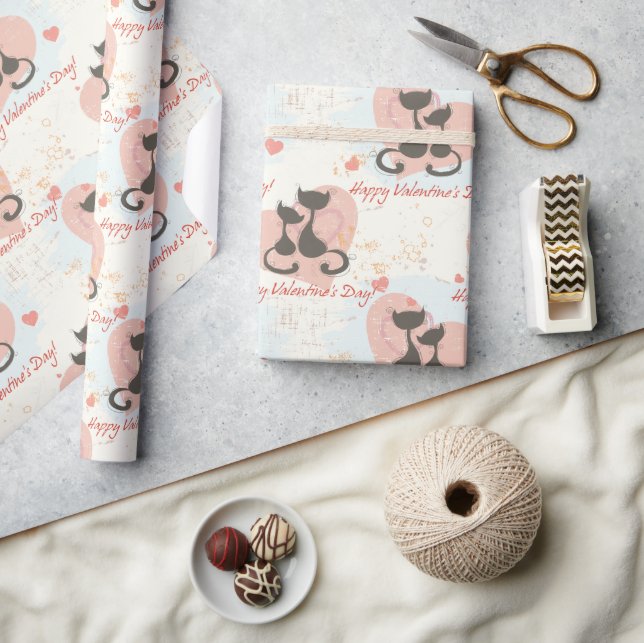 Två katter i Kärlek Alla hjärtans dag Papper Presentpapper (Hantverk)