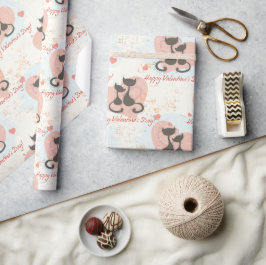 Två Katter i Kärlek Alla Hjärtans Dag Presentpappe Presentpapper