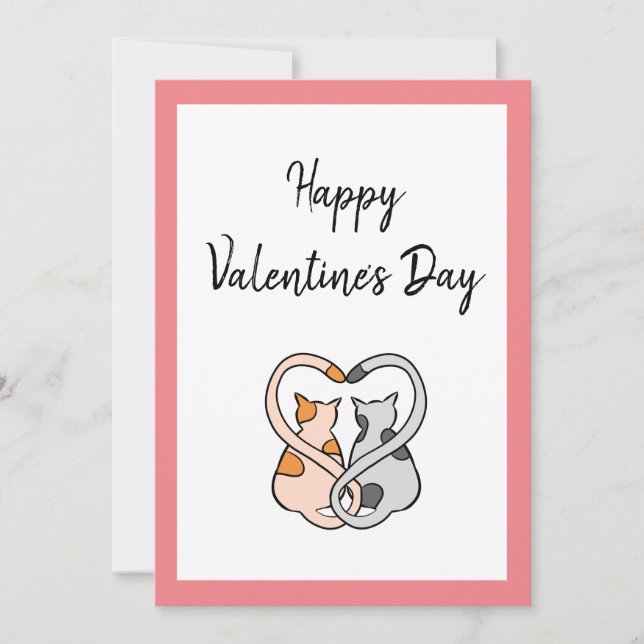 Två katter i Kärlek - Glad Alla hjärtans dag-kort Julkort (Framsida)