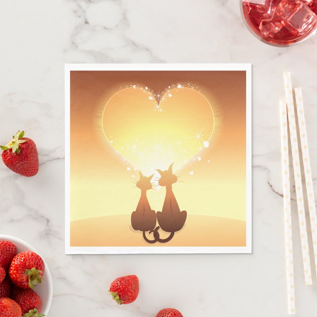 Två katter i Kärlek Pappra blöjor Pappersservett (Skapare uppladdad)