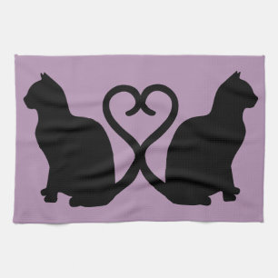 Två katter i Kärlek Silhouette Kitchen Towel Kökshandduk
