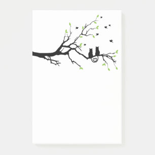 Två katter i Kärlek Träd Silhouette Post-it Block