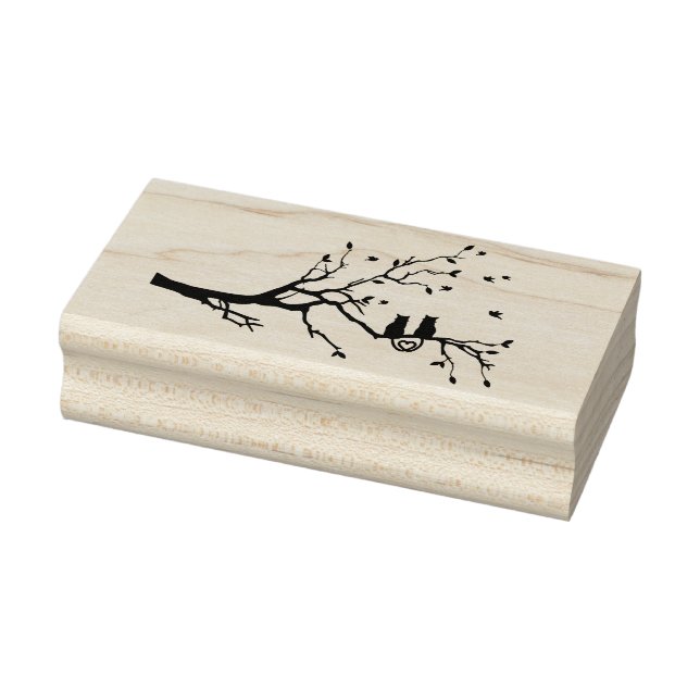 Två katter i Kärlek Träd Silhouette Stämpel (Stämpel)