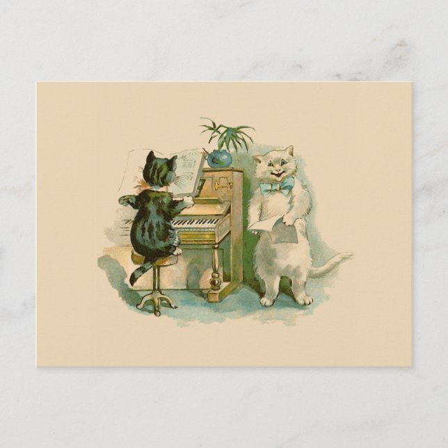 Två katter i Piano Vykort (Framsida)