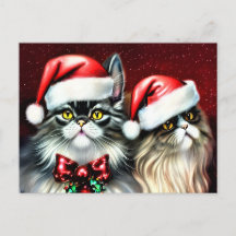 Två katter i Santa Hat