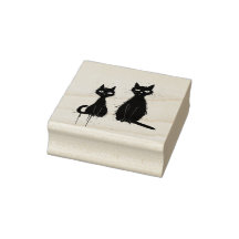 Två katter - Maple Wood Art Frimärke